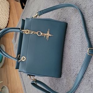 Blueish Turquoise HandBag with detachable strap